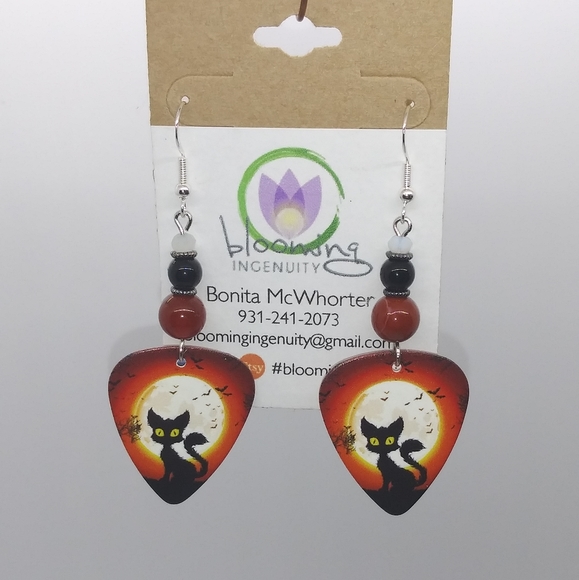 Blooming Ingenuity Jewelry - Guitar Pick Dangle Earrings
